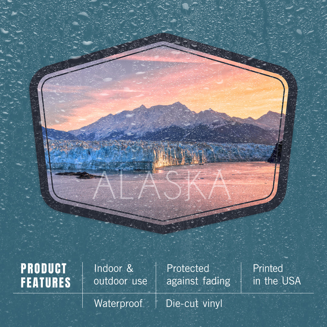 Alaska, Glacier at Sunrise, Contour, Vinyl Sticker