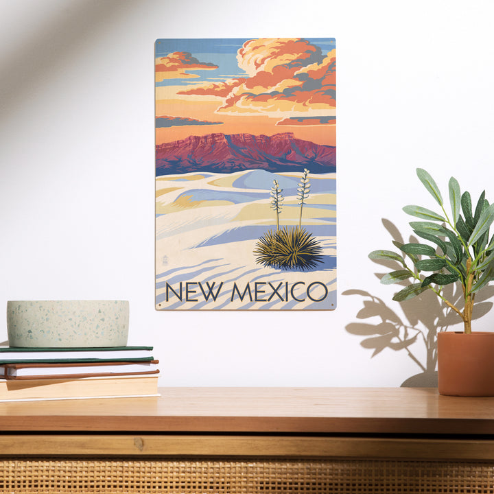 New Mexico, White Sands Sunset, Wood Sign and Postcards