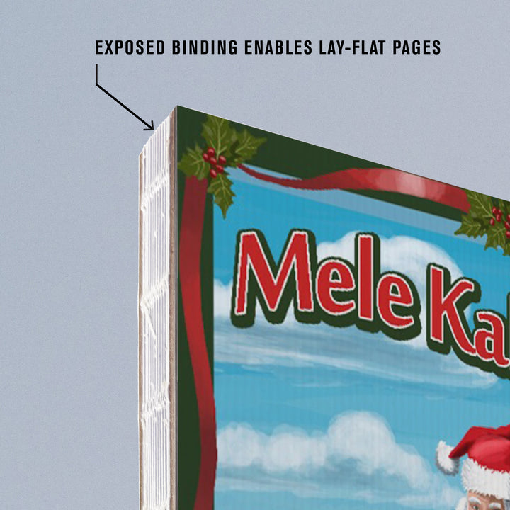 Lined 6x9 Journal, Merry Christmas from Hawaii, Santa Surfing, Lay Flat, 193 Pages, FSC paper