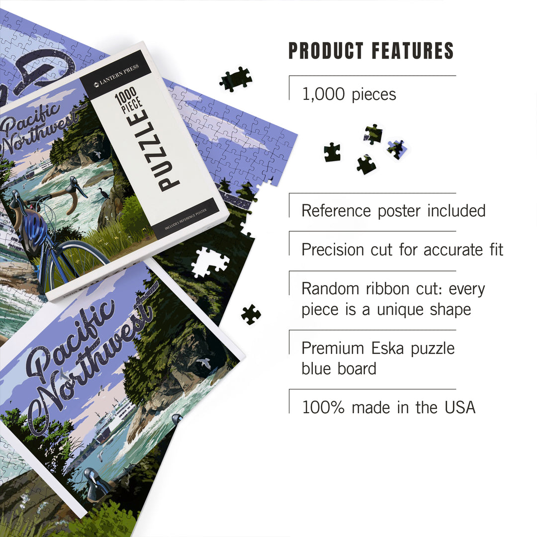 Pacific Northwest, Bike and Ferry, 1000 Piece Jigsaw Puzzle