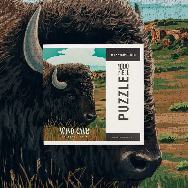 Wind Cave National Park, South Dakota, Bison, Painterly National Park Series, Jigsaw Puzzle