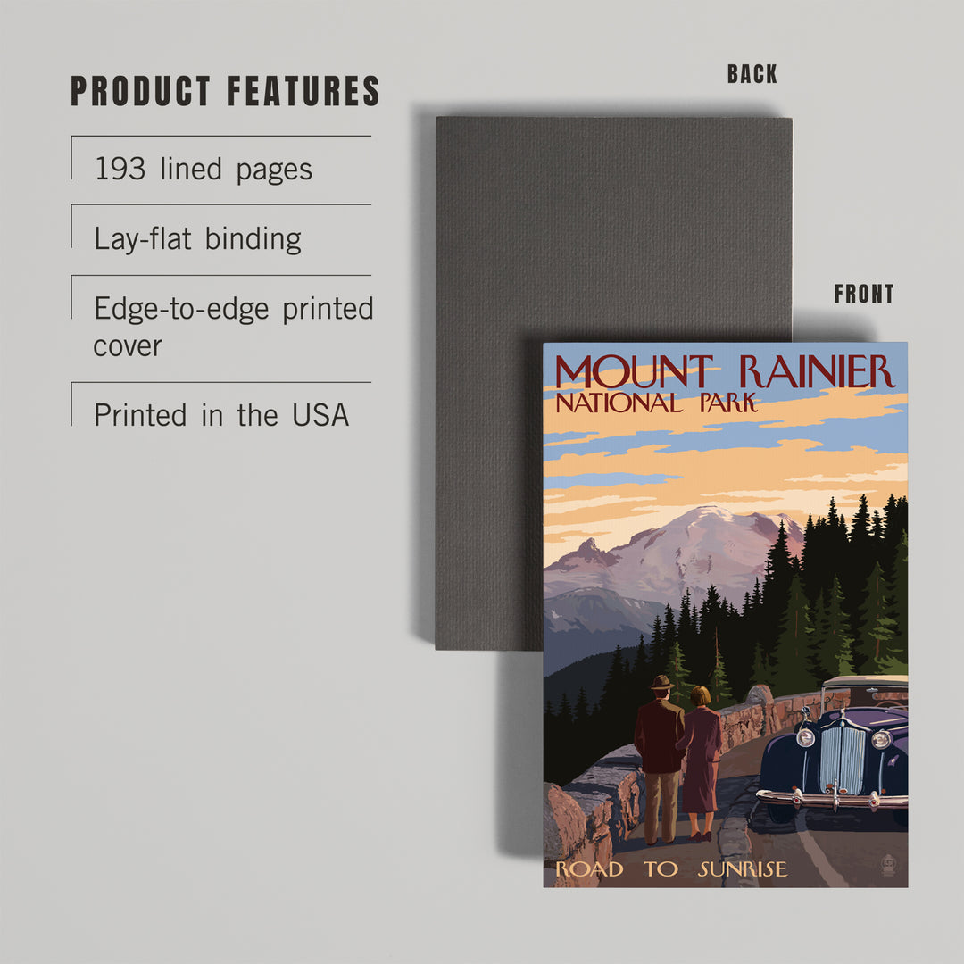 Lined 6x9 Journal, Mount Rainier National Park, Washington, Road to Sunrise, Lay Flat, 193 Pages, FSC paper