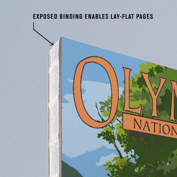 Lined 6x9 Journal, Olympic National Park, Washington, Park Entrance and Elk, Without Shield, Lay Flat, 193 Pages, FSC paper