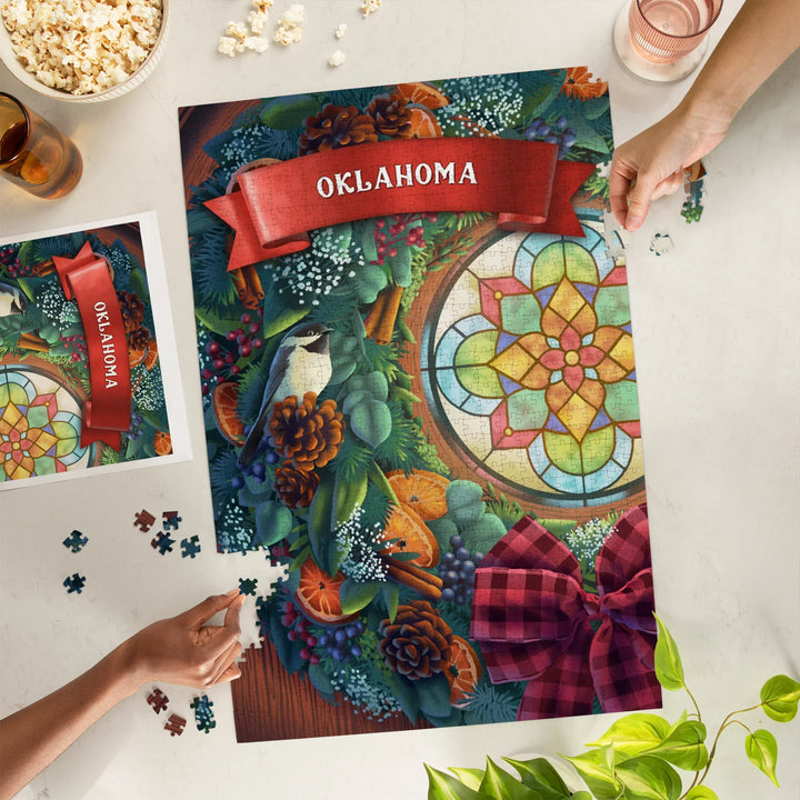 Oklahoma, Front Door with Christmas Wreath, 1000 Piece Jigsaw Puzzle