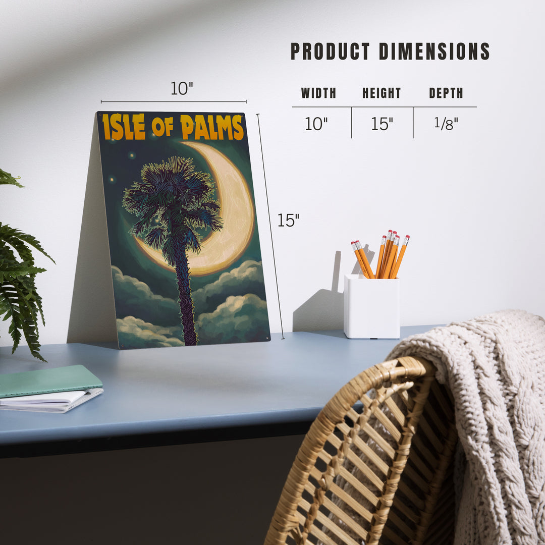 Isle of Palms, South Carolina, Palmetto Moon and Palm, Wood Sign and Postcards