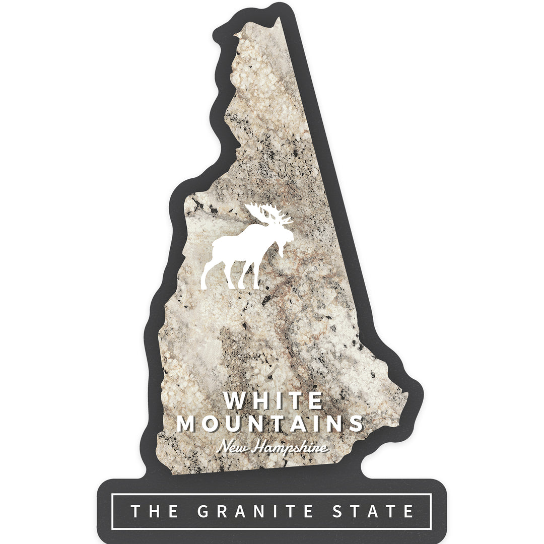 White Mountains, New Hampshire, Granite State Cutout, Contour, Vinyl Sticker