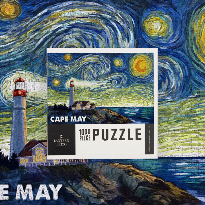 Cape May, Starry Night, Lighthouse, Jigsaw Puzzle