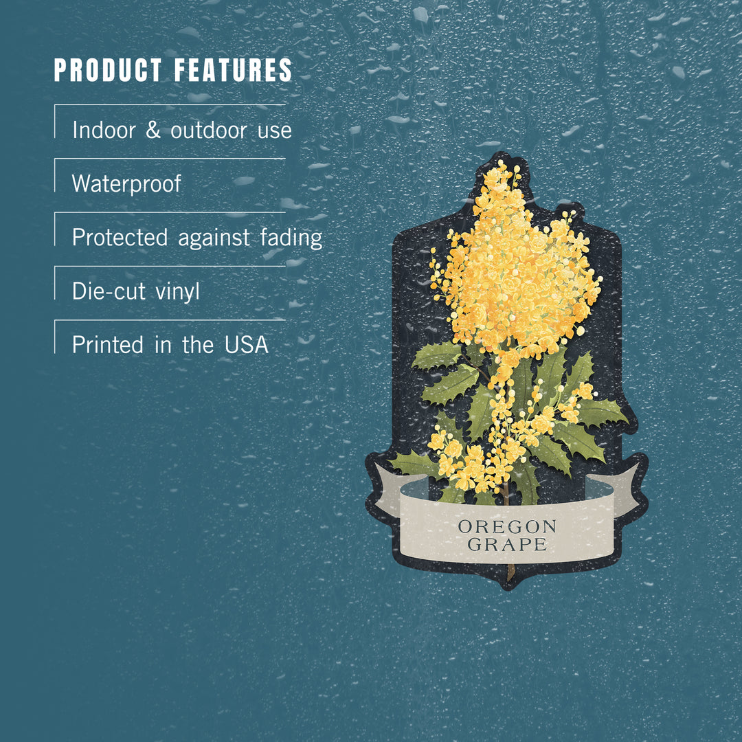 Vintage Flora Noir, Oregon Grape, Vinyl Sticker