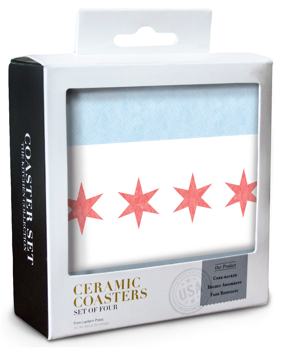 Chicago, Illinois, Flag, Coaster Set