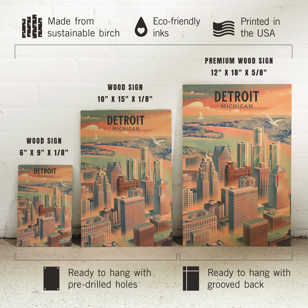 Detroit, Michigan, Lithograph City Series, Wood Signs and Postcards