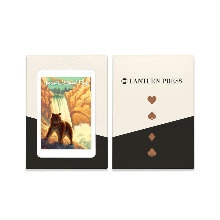 Playing Cards, Yosemite National Park, California, Bear, Falls, Oil Painting, 52 Card Deck with Jokers in Box, Unique Art