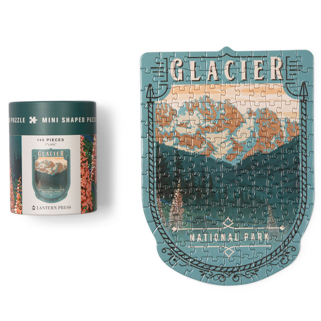 Lantern Press Mini Shaped Adult Jigsaw Puzzle, Protect Our National Parks (Glacier)
