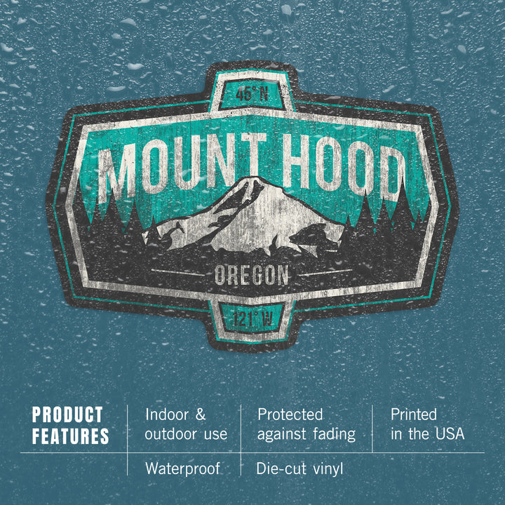 Mount Hood, Oregon, Contour, Vinyl Sticker