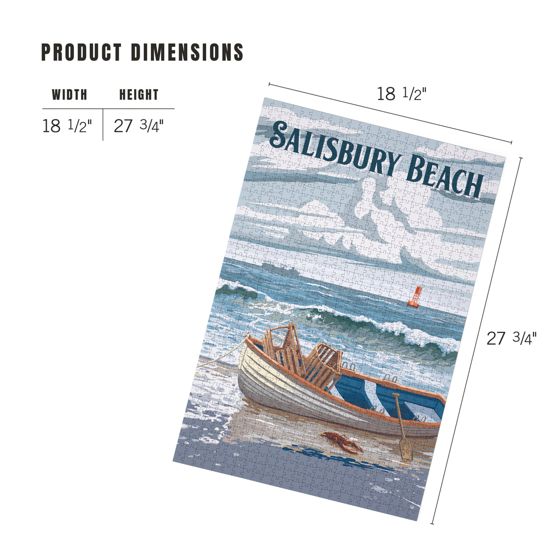 Salisbury Beach, Massachusetts, Painterly, Dory and Lobster Traps, Jigsaw Puzzle