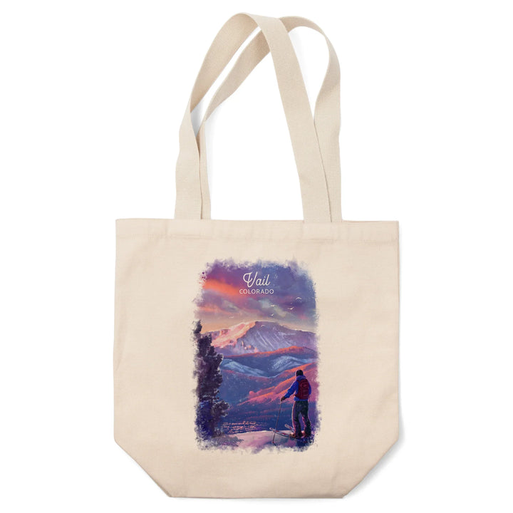 Vail, Colorado, Watercolor Study, Purple Skies, Ski View, Tote Bag