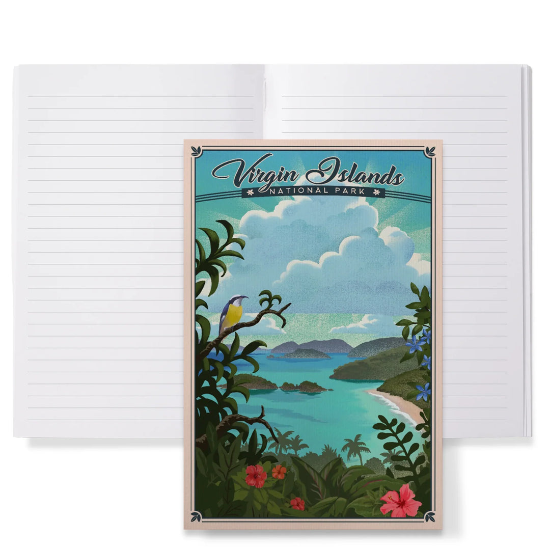 Lined 6x9 Journal, Virgin Islands National Park, Lithograph, Lay Flat, 193 Pages, FSC paper