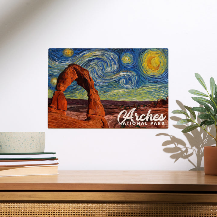 Arches National Park, Starry Night Series, Wood Sign and Postcards