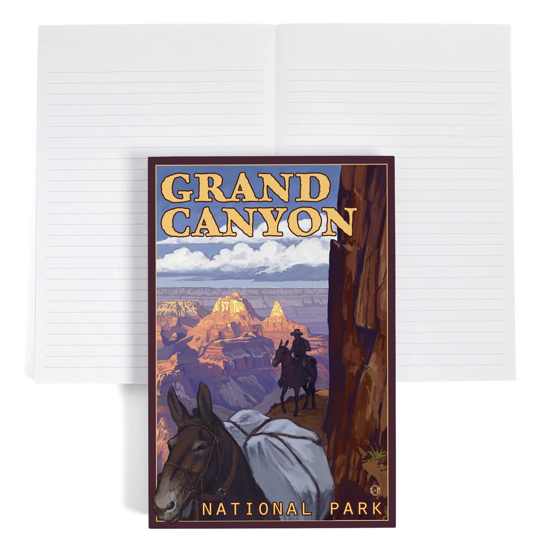 Lined 6x9 Journal, Grand Canyon National Park, Arizona, Mule Train, Lay Flat, 193 Pages, FSC paper