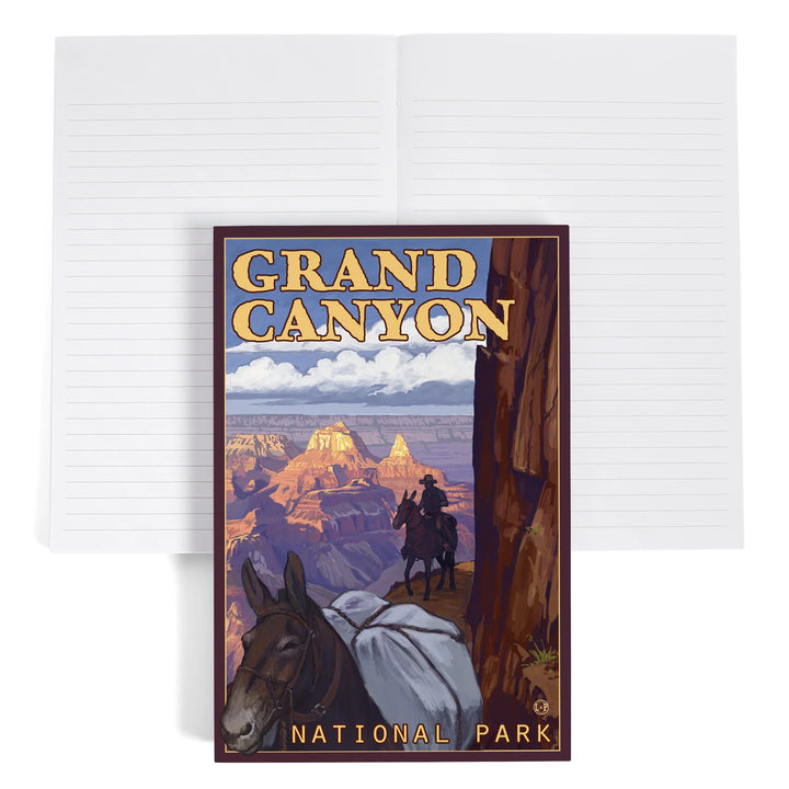 Lined 6x9 Journal, Grand Canyon National Park, Arizona, Mule Train, Lay Flat, 193 Pages, FSC paper