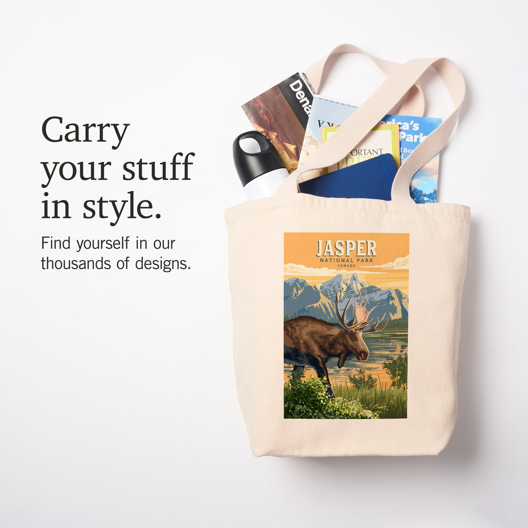 Canada, Jasper National Park, Moose, Painterly, Tote Bag