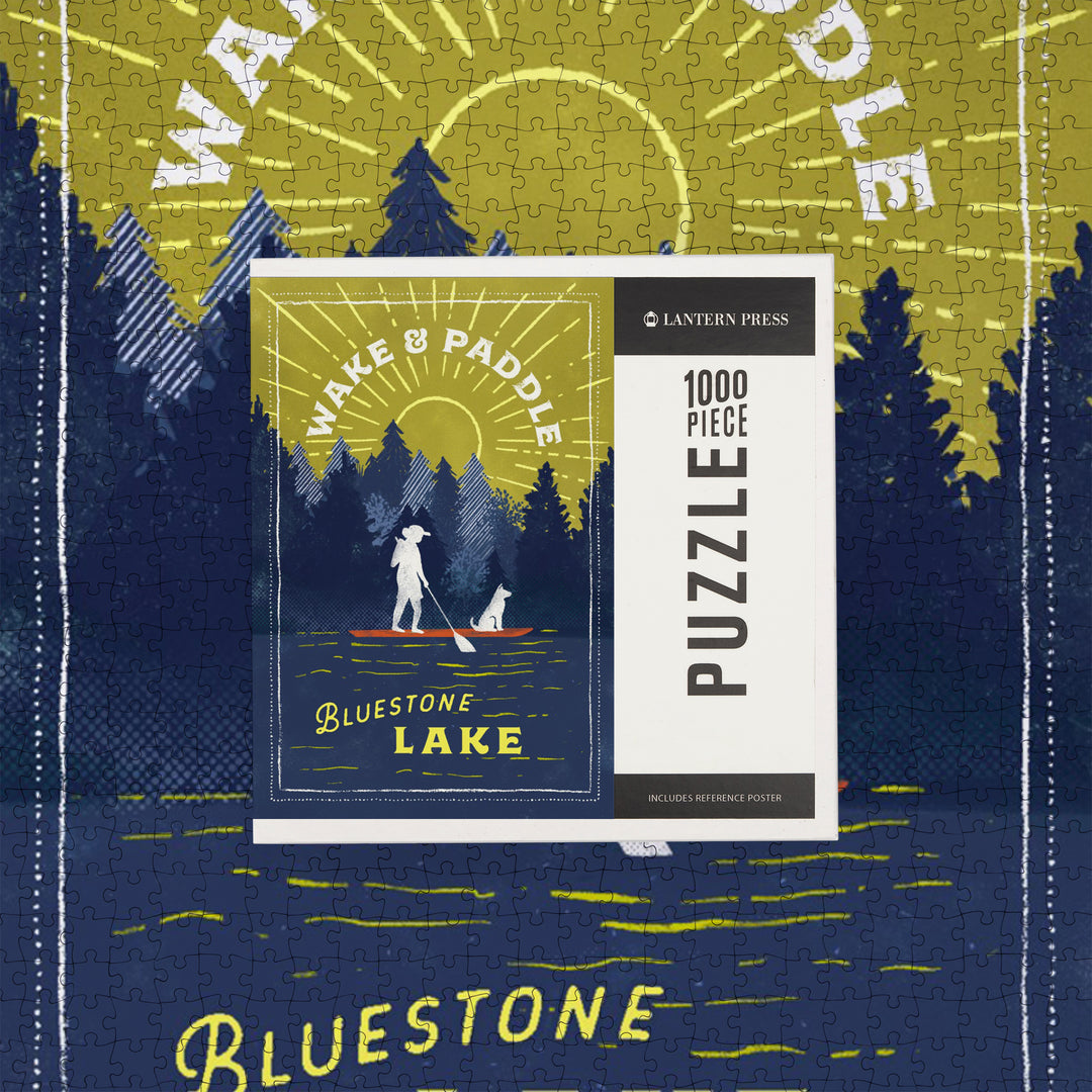 Bluestone Lake, WV, Lake Life Series, Wake and Paddle, Landscape With Trees, 1000 Piece Jigsaw Puzzle
