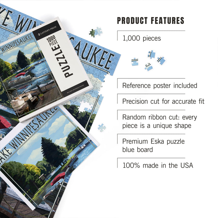 Lake Winnipesaukee, New Hampshire, Pontoon and Lake, Jigsaw Puzzle