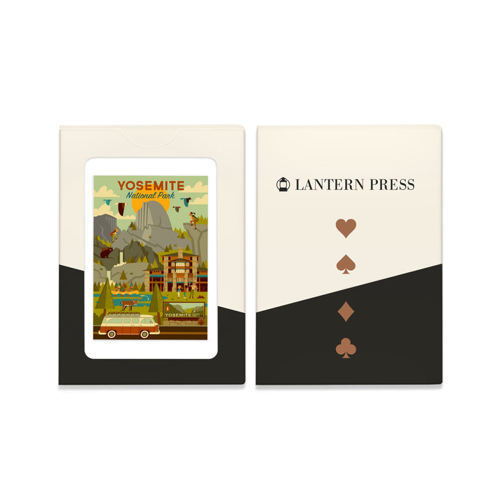Playing Cards, Yosemite National Park, California, Half Dome, Lodge, Geometric, 52 Card Deck with Jokers in Box, Unique Art