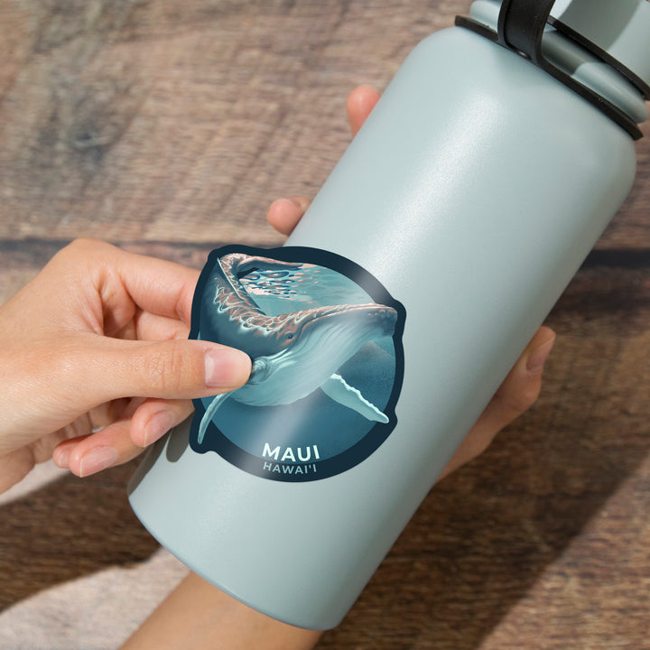 Maui, Hawaii, Lithograph, Humpback Whale, Vinyl Sticker