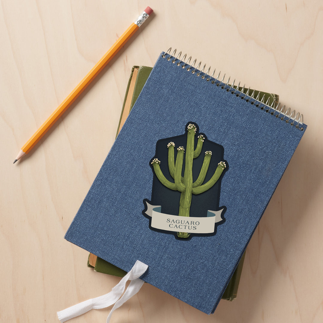 Vintage Flora Noir, Saguaro Cactus, Vinyl Sticker