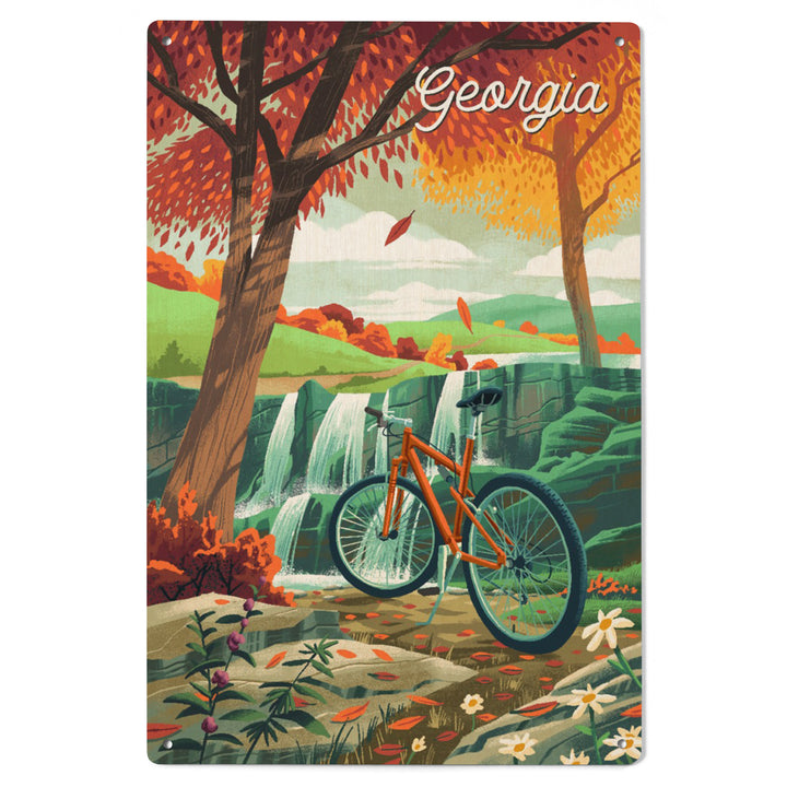 Georgia, Off To Wander, Cycling with Hills, Wood Signs and Postcards - Lantern Press