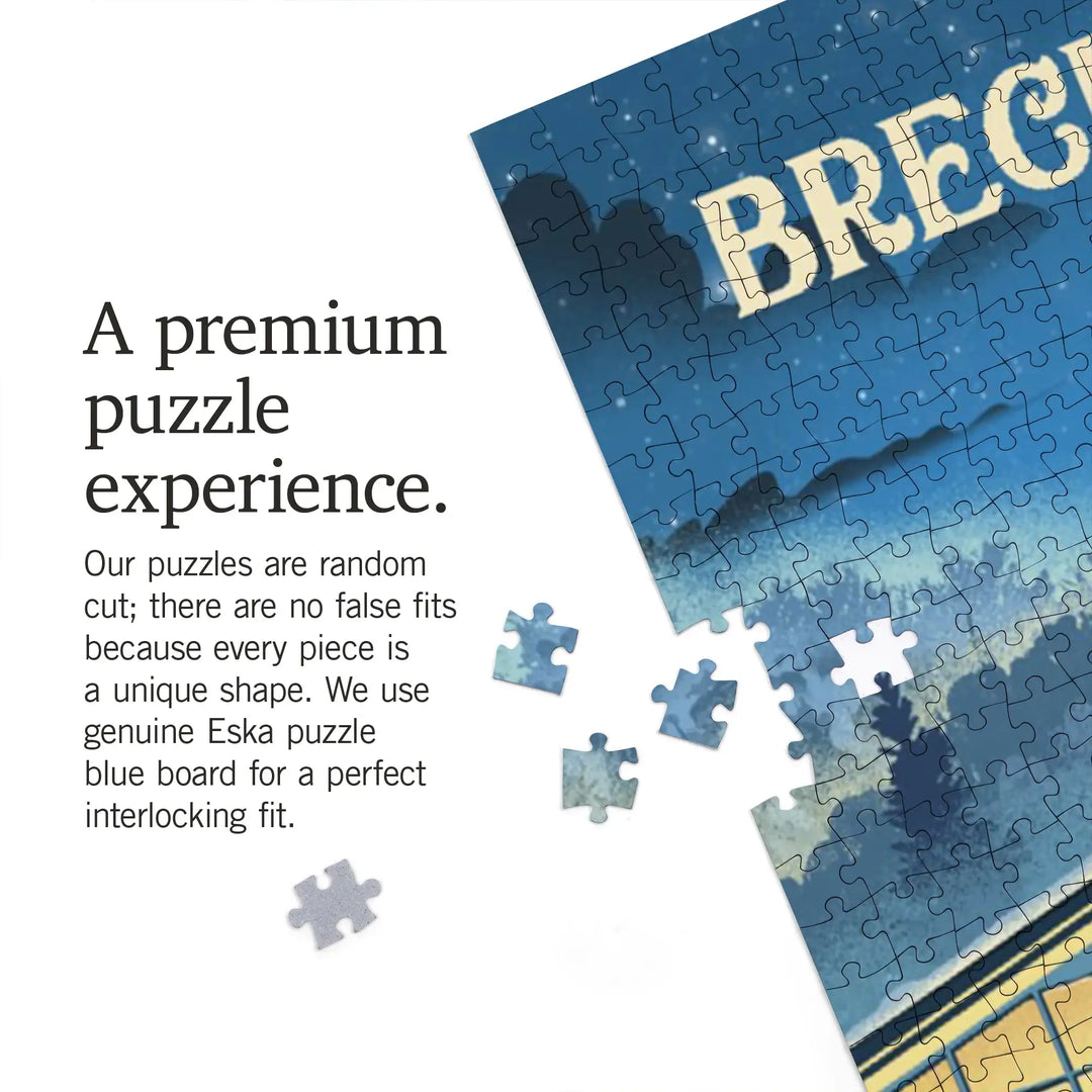 Breckenridge, Colorado, Snow Lodge, Lithograph, Jigsaw Puzzle