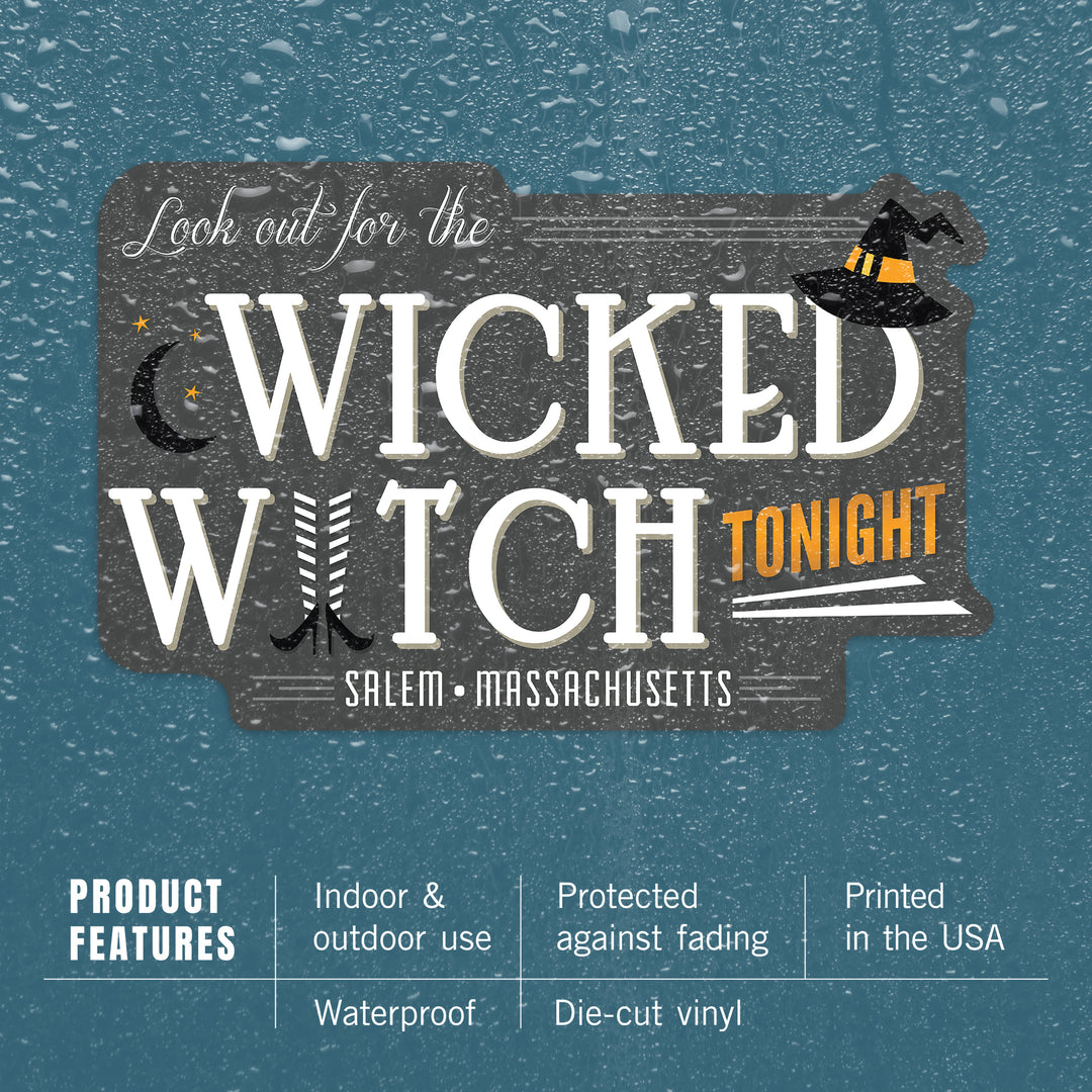 Salem, Massachusetts, Look Out For the Wicked Witch, Contour, Vinyl Sticker