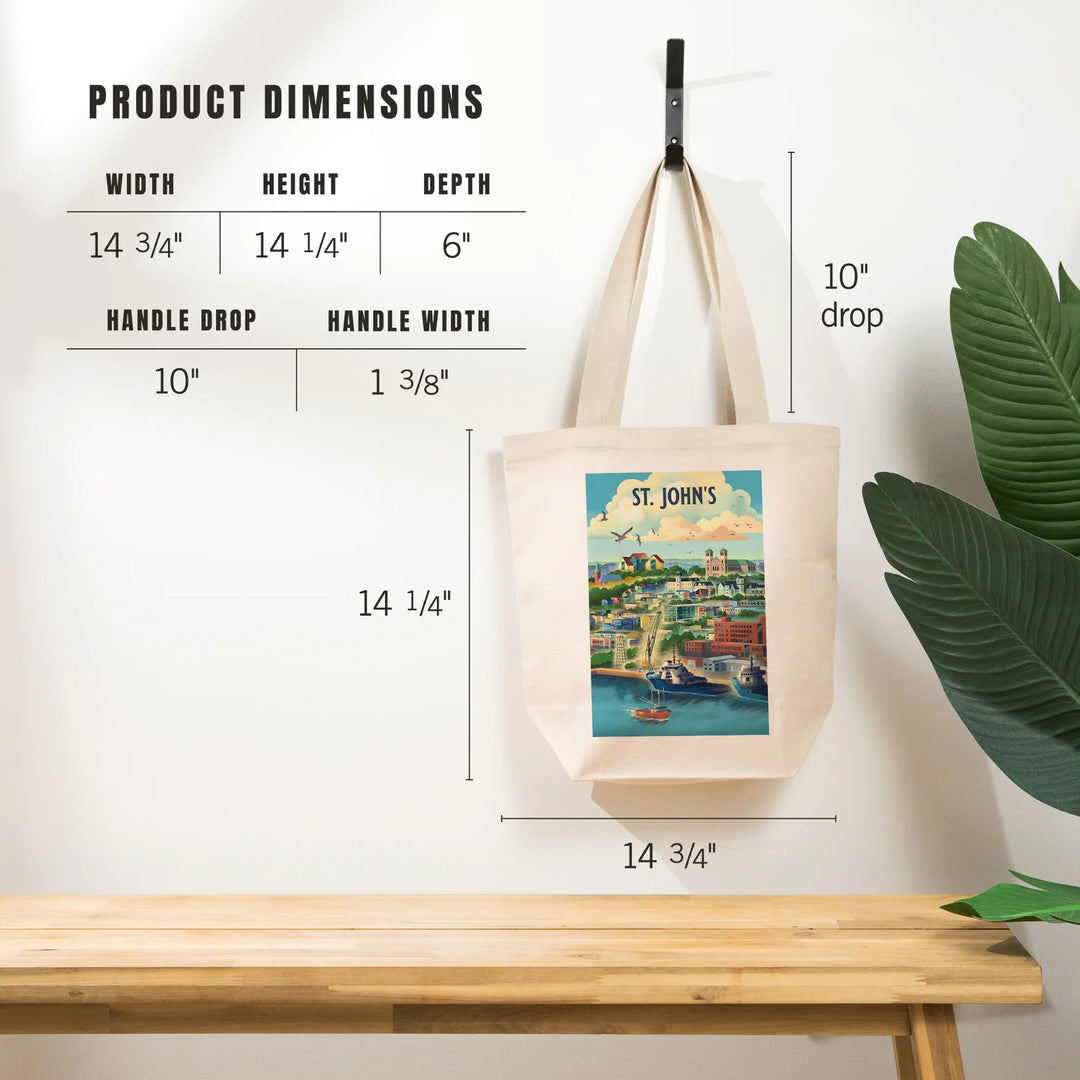 St. John's, Newfoundland and Labrador, Lithograph City Series, Tote Bag