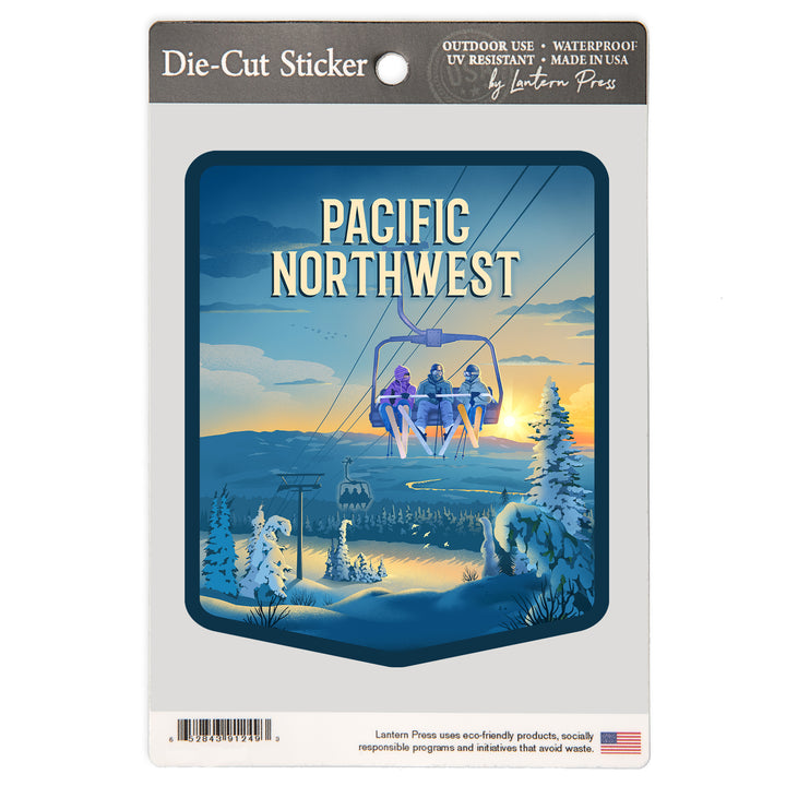 Pacific Northwest, Lithograph, Chairlift, Vinyl Sticker