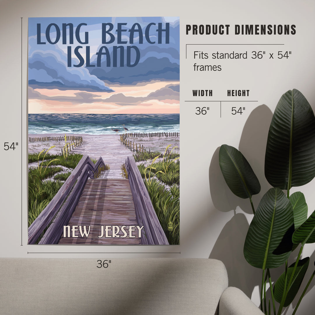 Long Beach Island, New Jersey, Beach Boardwalk Scene, Art & Giclee Prints - Lantern Press