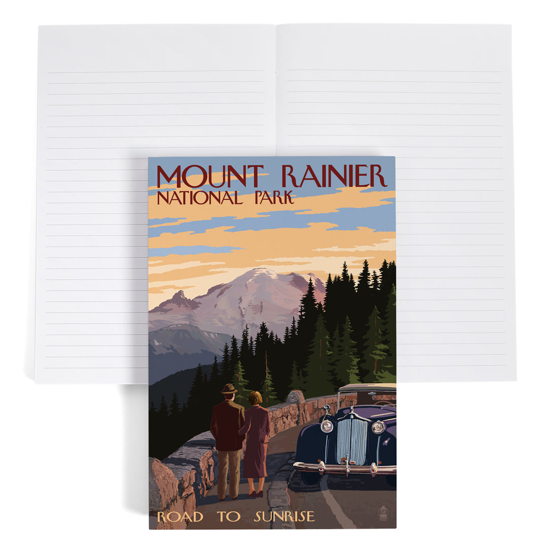 Lined 6x9 Journal, Mount Rainier National Park, Washington, Road to Sunrise, Lay Flat, 193 Pages, FSC paper