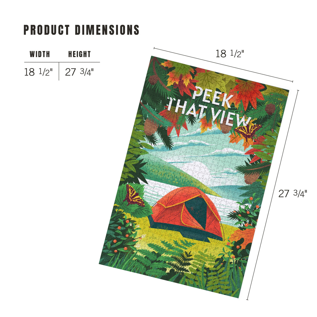 Peek That View, Tent Camping, Fall Colors, 1000 Piece Jigsaw Puzzle