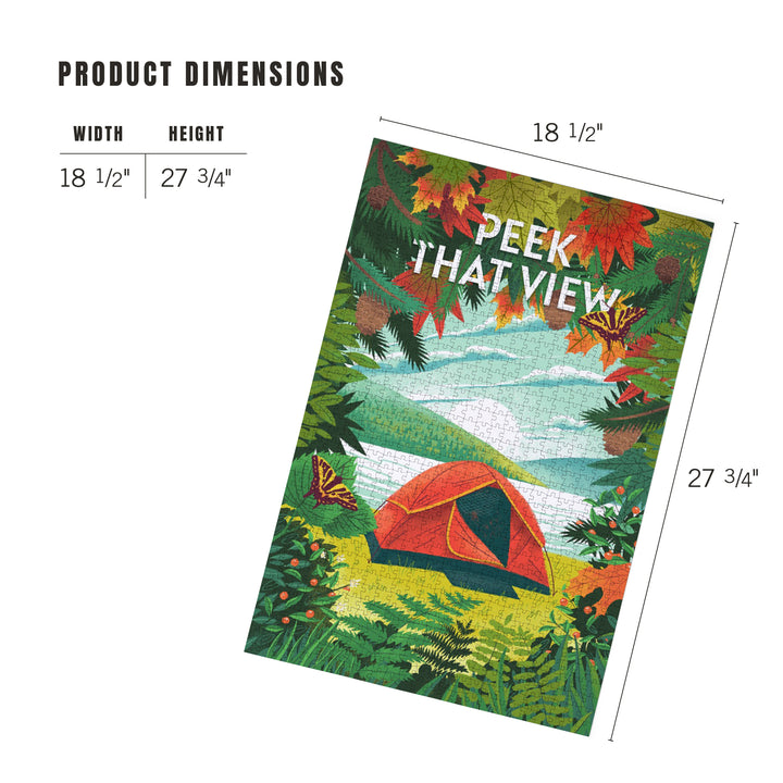 Peek That View, Tent Camping, Fall Colors, 1000 Piece Jigsaw Puzzle
