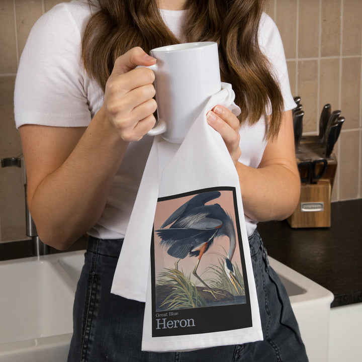 Audubon Birds of North America, Blue Heron, Organic Cotton Kitchen Tea Towels