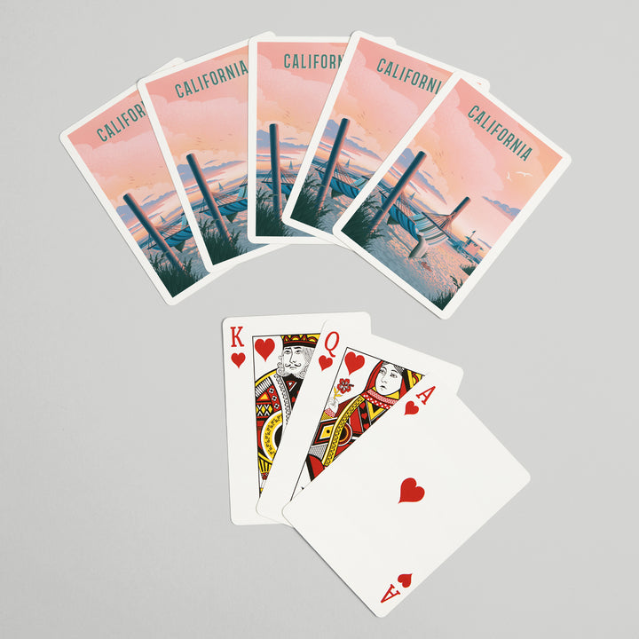 Playing Cards, California, Lithograph, Salt Air, No Cares, Hammock on Beach, 52 Card Deck with Jokers in Box, Unique Art