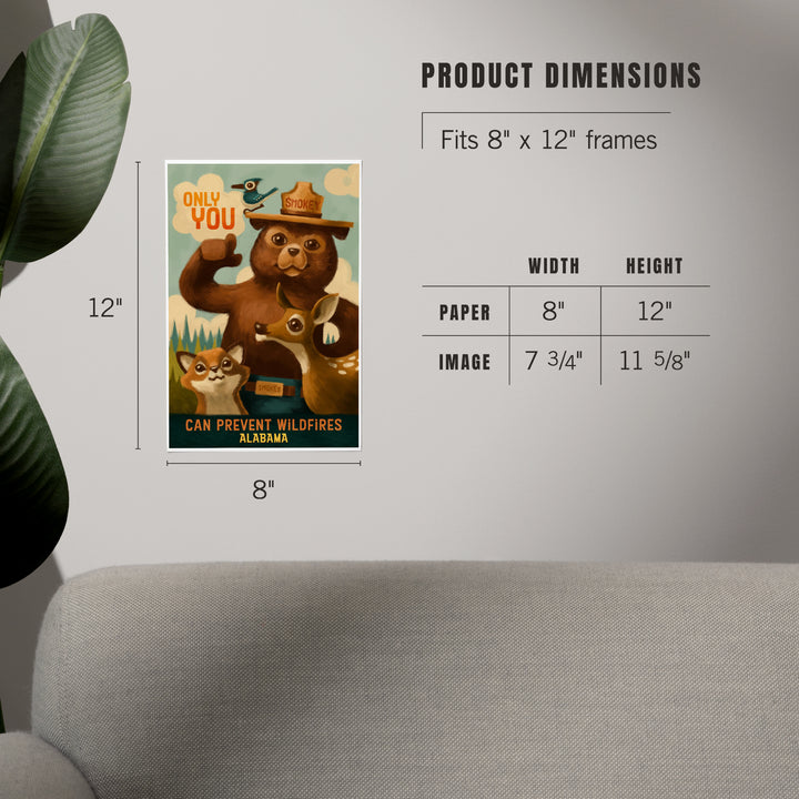 Alabama, Oil Painting, Smokey Bear, Only You Can Prevent Wildfires, Art & Giclee Prints