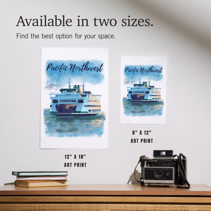 Pacific Northwest, Ferry, Watercolor, Art & Giclee Prints