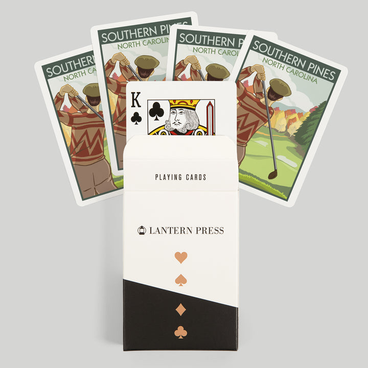 Playing Cards, Southern Pines, North Carolina, Golfer, 52 Card Deck with Jokers in Box, Unique Art