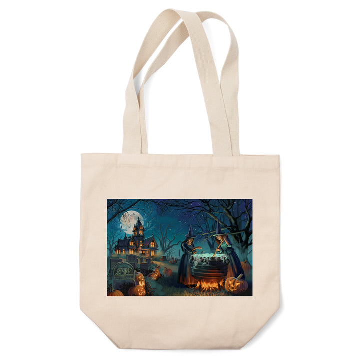 Oil Painting, Cemetery Witch's Brew, Tote Bag