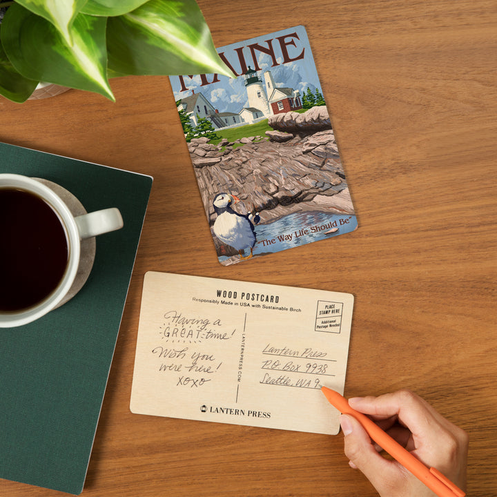 Maine, The Way Life Should Be, Lighthouse and, Wood Sign and Postcards