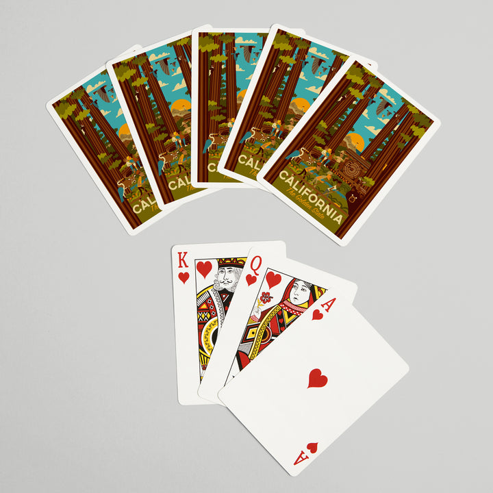 Playing Cards, California, Geometric, The Golden State, 52 Card Deck with Jokers in Box, Unique Art