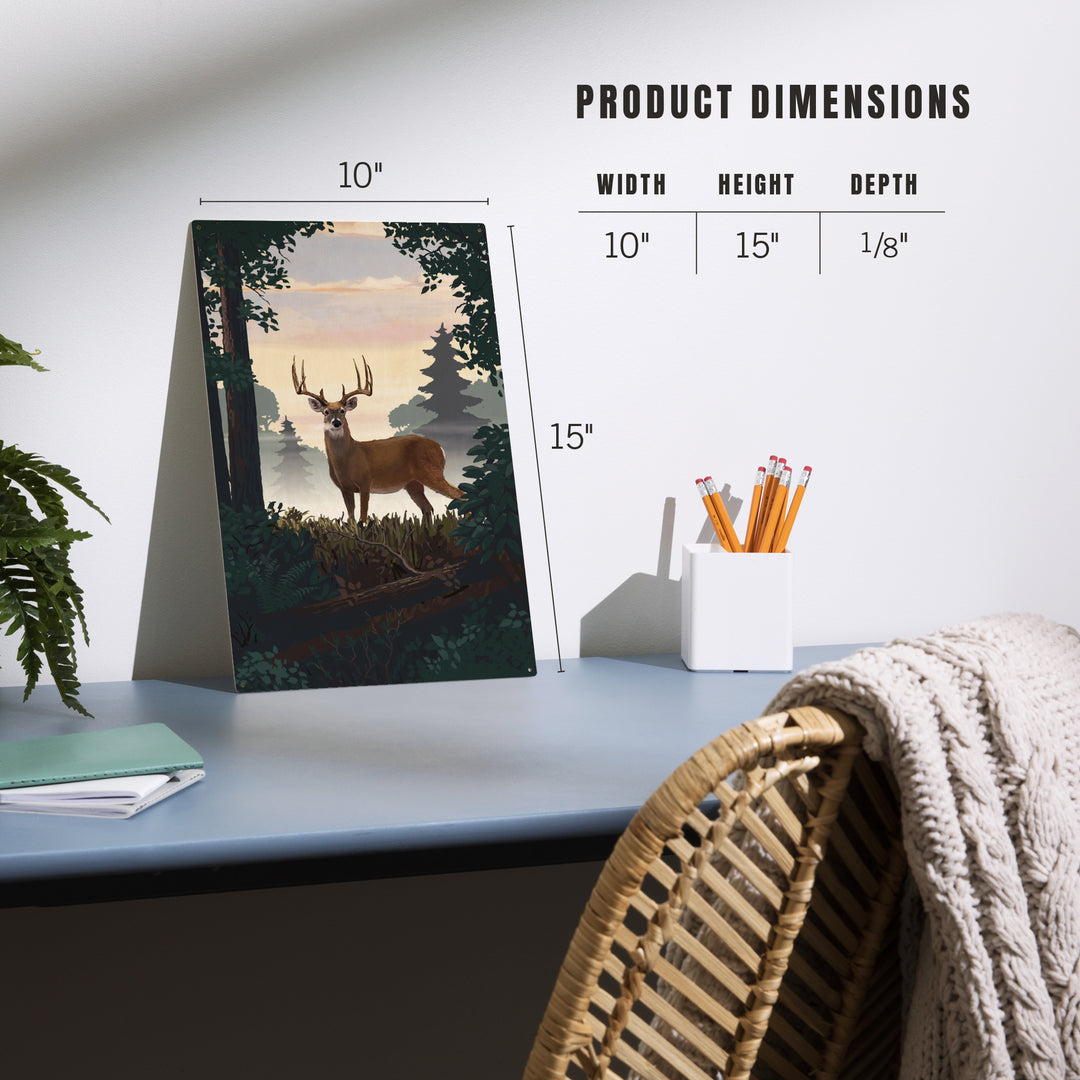 Painterly, Deer and Sunrise, Wood Sign and Postcards