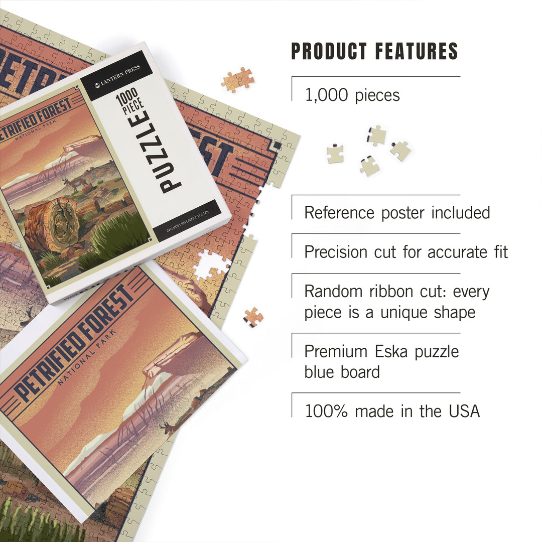 Petrified Forest National Park, Arizona, Lithograph National Park Series, Jigsaw Puzzle
