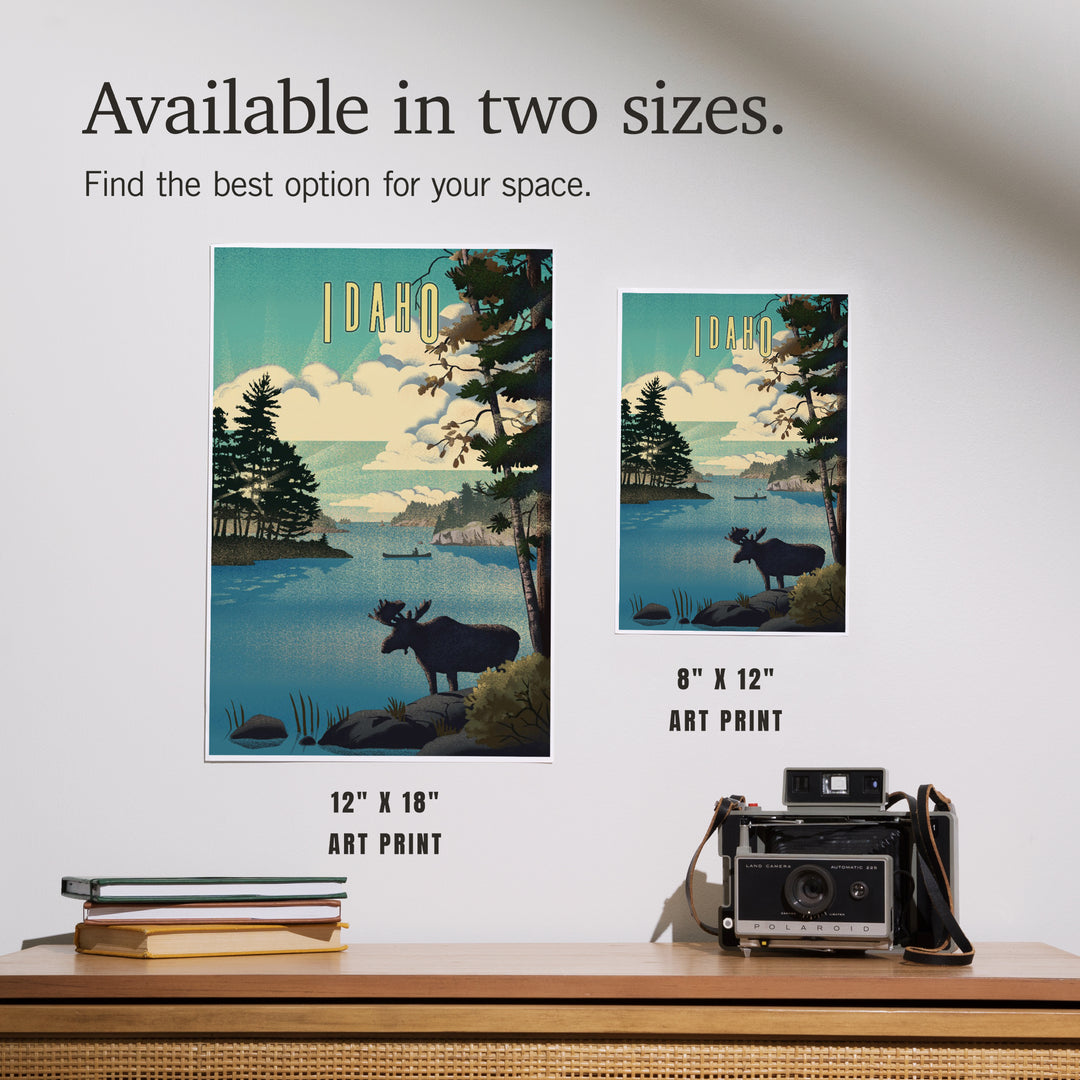 Idaho, Moose and Lake Lithograph, Art & Giclee Prints