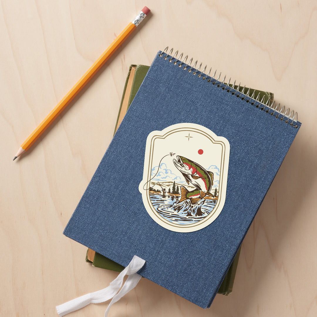 Vintage Linework, Trout Fishing, Vinyl Sticker